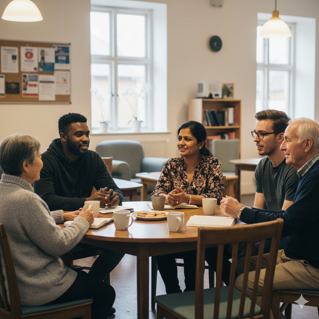 Community members working together